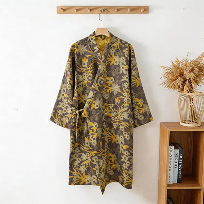 Kimono-Baumwollmantel mit pastoralem Blumenmuster und Jacquard-Print - image 20