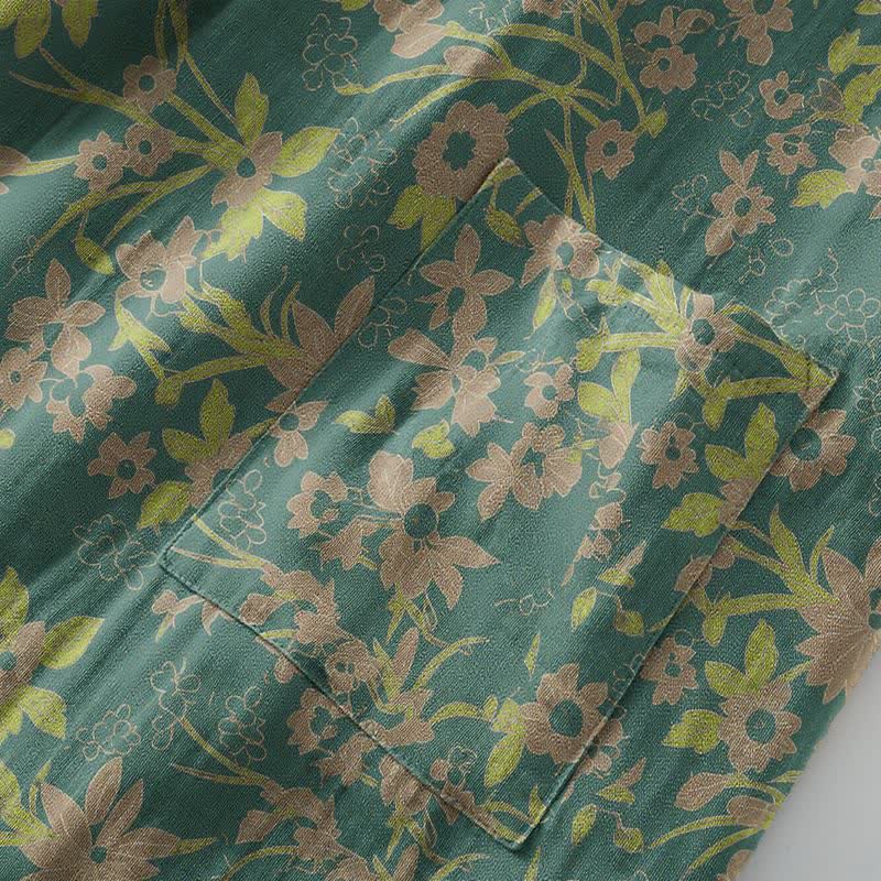 Kimono-Baumwollmantel mit pastoralem Blumenmuster und Jacquard-Print - image 11