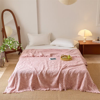 Schicke Jacquard-Waffelgewebe-Steppdecke - Rosa - Königin - image 2