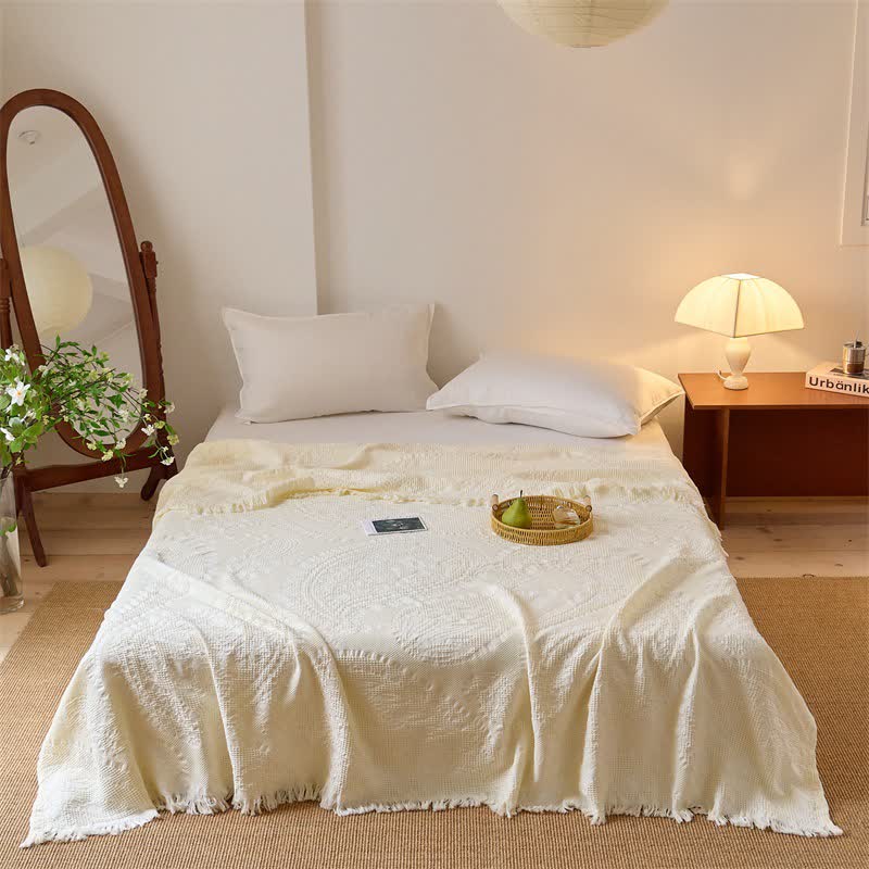 Schicke Jacquard-Waffelgewebe-Steppdecke - Beige - Königin - image 7