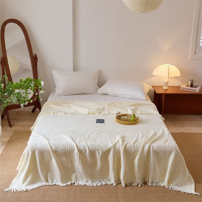 Baumwoll-Steppdecke mit Schachbrettmuster und Waffelmuster - Beige - Königin - image 6
