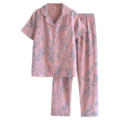 Pyjama-Set aus reiner Baumwolle mit Zweig- und Blumenmuster - image 14