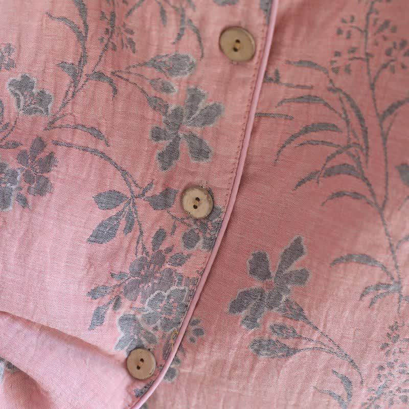 Pyjama-Set aus reiner Baumwolle mit Zweig- und Blumenmuster - image 9