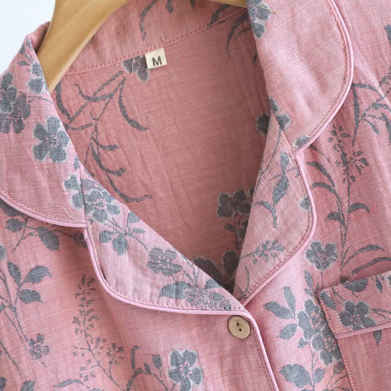 Pyjama-Set aus reiner Baumwolle mit Zweig- und Blumenmuster - image 6