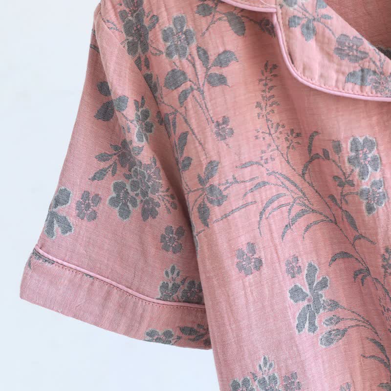 Pyjama-Set aus reiner Baumwolle mit Zweig- und Blumenmuster - image 11