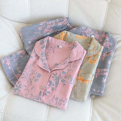 Pyjama-Set aus reiner Baumwolle mit Zweig- und Blumenmuster - image 1