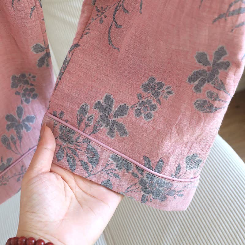 Pyjama-Set aus reiner Baumwolle mit Zweig- und Blumenmuster - image 8