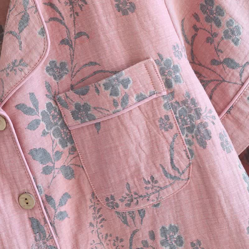 Pyjama-Set aus reiner Baumwolle mit Zweig- und Blumenmuster - image 7