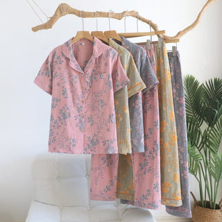 Pyjama-Set aus reiner Baumwolle mit Zweig- und Blumenmuster - image 0