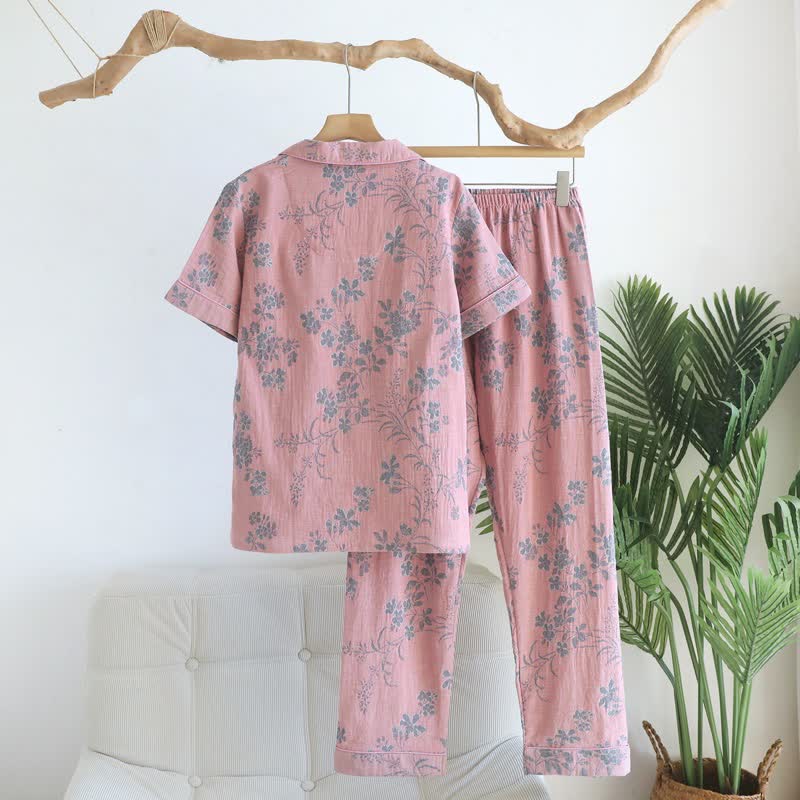 Pyjama-Set aus reiner Baumwolle mit Zweig- und Blumenmuster - image 4