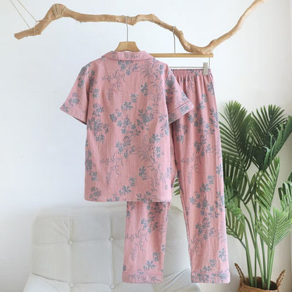 Pyjama-Set aus reiner Baumwolle mit Zweig- und Blumenmuster - image 4