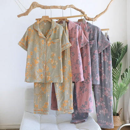 Pyjama-Set aus reiner Baumwolle mit Zweig- und Blumenmuster - image 2
