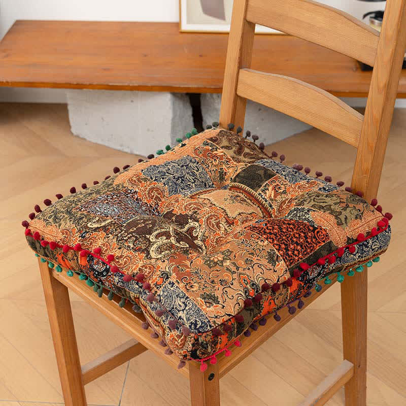Bodenkissen im Boho-Patchwork-Mandala-Stil - Orange - Quadrat - 40cm x 40cm - image 5