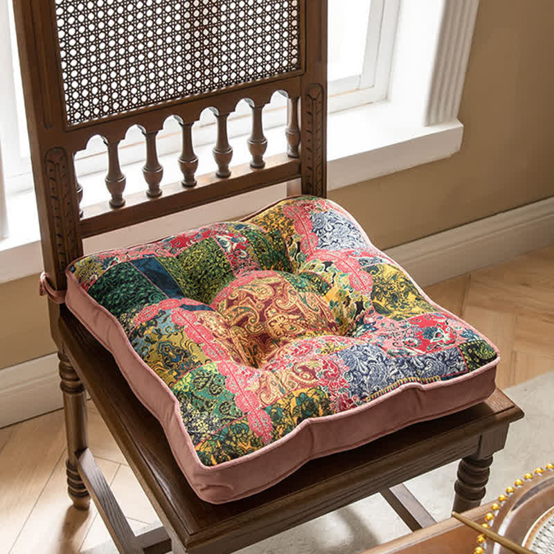 Stuhlkissen im Boho-Patchwork-Stil mit Befestigungsbändern - image 4