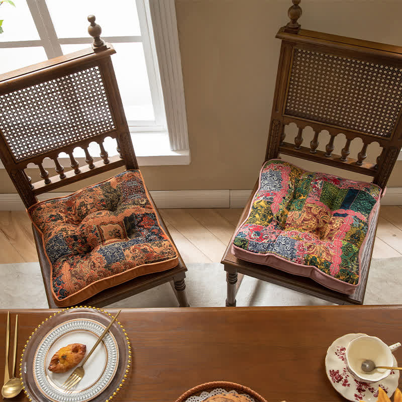 Stuhlkissen im Boho-Patchwork-Stil mit Befestigungsbändern - image 2