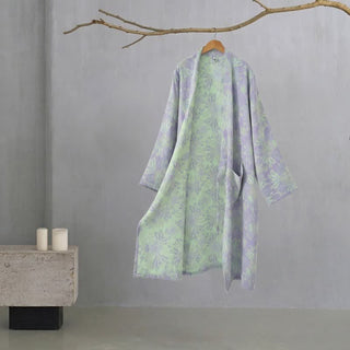 Kimono-Bademantel aus doppellagigem Baumwoll-Doppelgaze mit Pfirsichblütenmuster - image 0