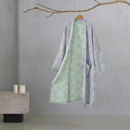 Kimono-Bademantel aus doppellagigem Baumwoll-Doppelgaze mit Pfirsichblütenmuster - image 0