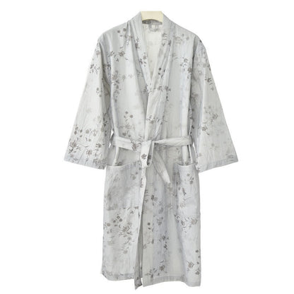 Eleganter Kimono-Bademantel aus Baumwoll-Leinen mit Blumenmuster - image 5