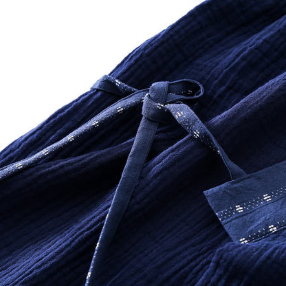 Kimono-Pyjama-Set aus marineblauem Baumwollgaze - image 8