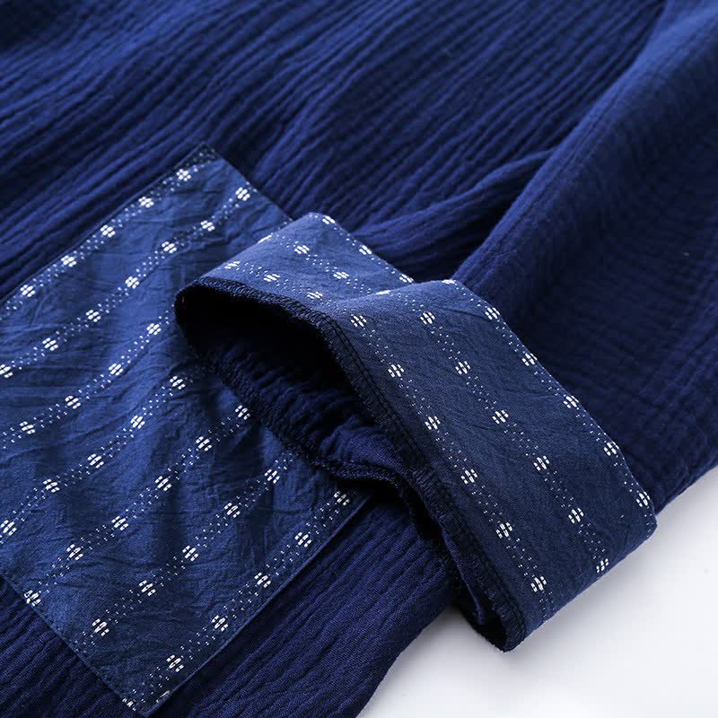 Kimono-Pyjama-Set aus marineblauem Baumwollgaze - image 9