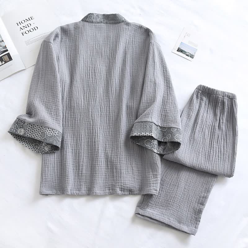 Kimono-Pyjama aus Baumwollgaze im Ethno-Stil - image 3
