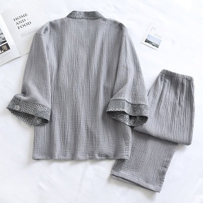 Kimono-Pyjama aus Baumwollgaze im Ethno-Stil - image 3