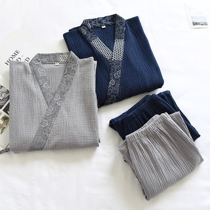 Kimono-Pyjama aus Baumwollgaze im Ethno-Stil - image 1