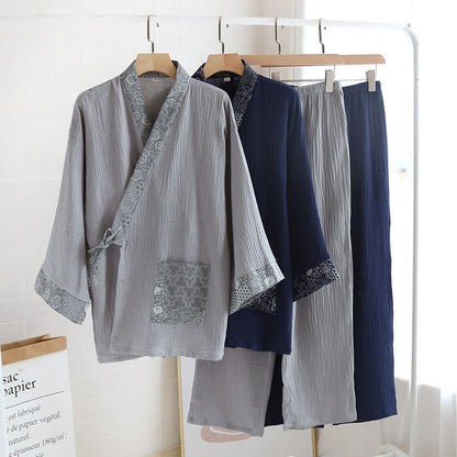 Kimono-Pyjama aus Baumwollgaze im Ethno-Stil - image 0