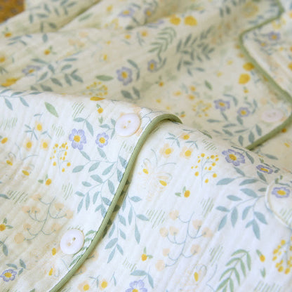 Tulpen- und Blätter-Pyjama-Set aus Baumwollgaze - image 6