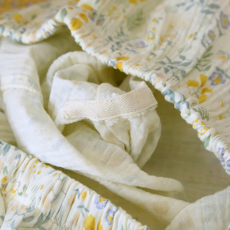 Tulpen- und Blätter-Pyjama-Set aus Baumwollgaze - image 10