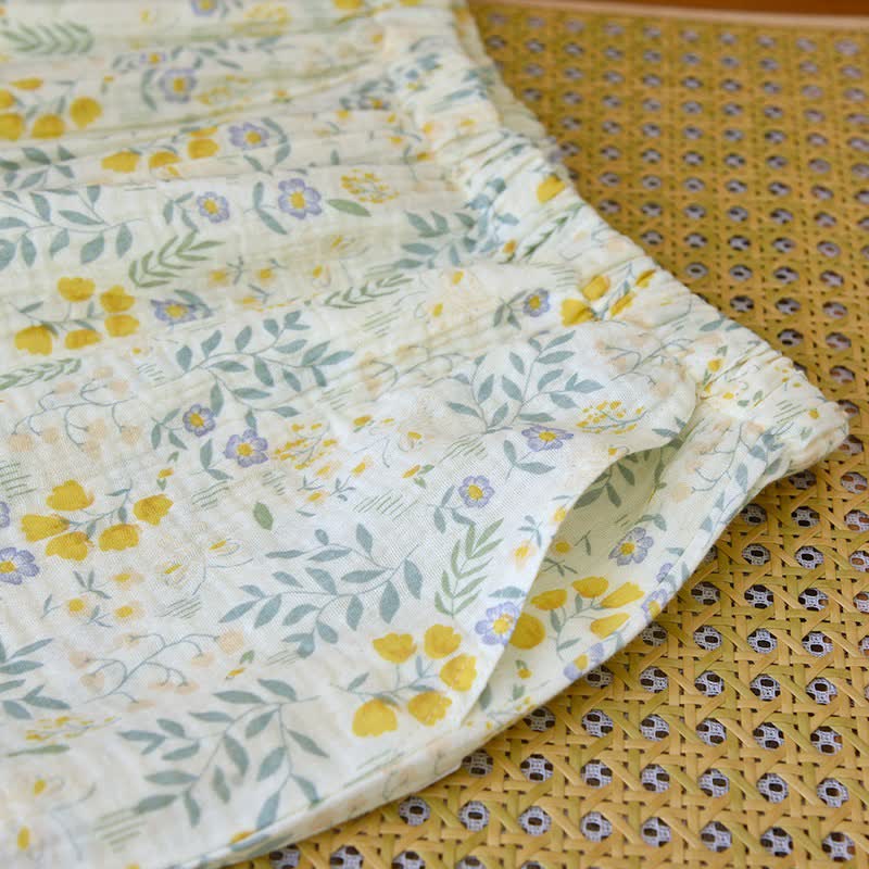 Tulpen- und Blätter-Pyjama-Set aus Baumwollgaze - image 8