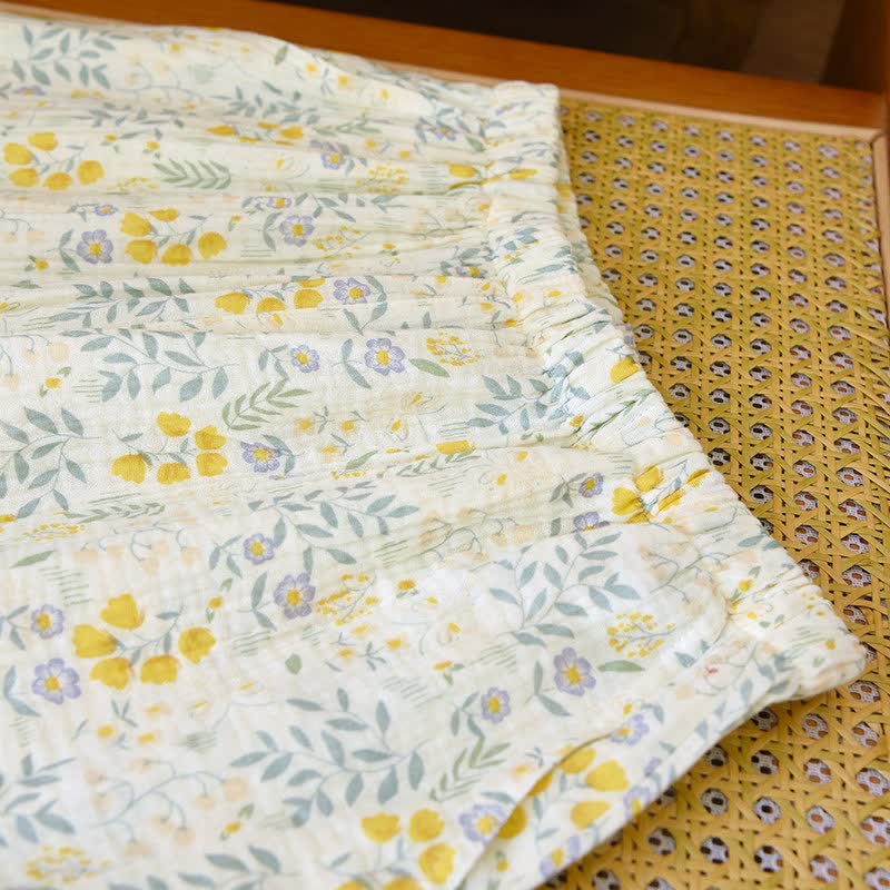 Tulpen- und Blätter-Pyjama-Set aus Baumwollgaze - image 7