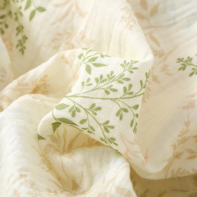 Pyjama-Set aus Baumwollgaze mit botanischem Blattmotiv - image 3