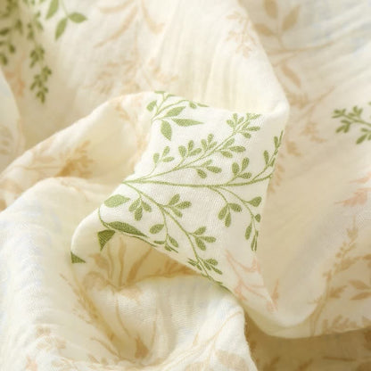 Pyjama-Set aus Baumwollgaze mit botanischem Blattmotiv - image 3