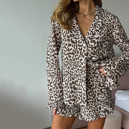 Pyjama-Set aus Baumwolle mit Leopardenmuster und Rüschen - image 6