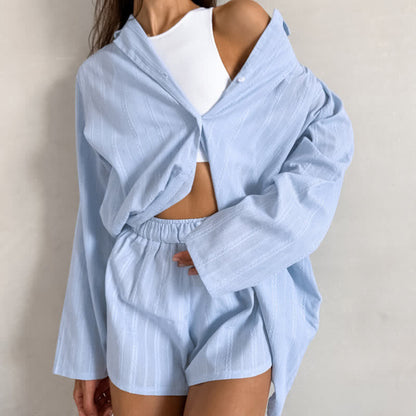 Gestreifter Pyjama im minimalistischen Stil - Blau - L - image 5