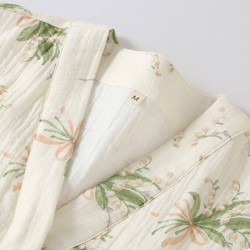 Pyjama-Set aus Baumwollgaze mit Blumenstrauß - image 6