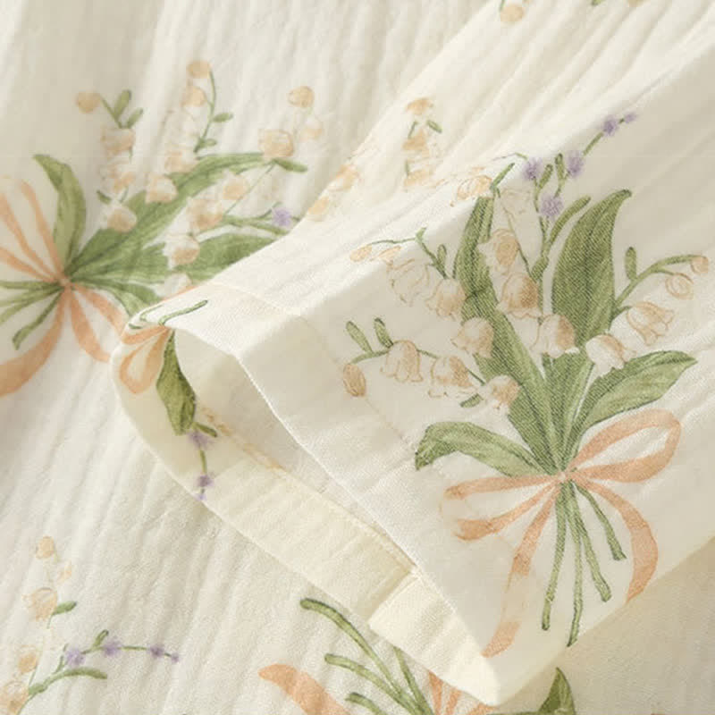 Pyjama-Set aus Baumwollgaze mit Blumenstrauß - image 8