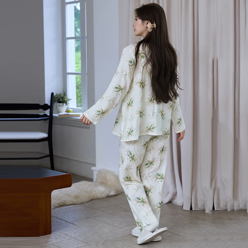 Pyjama-Set aus Baumwollgaze mit Blumenstrauß - image 5