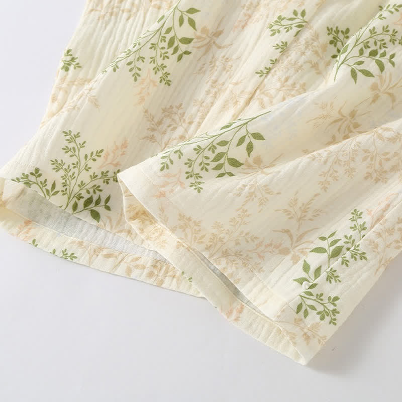 Pyjama-Set aus Baumwollgaze mit botanischem Blattmotiv - image 11