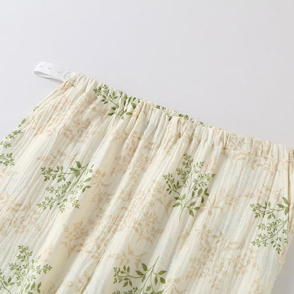 Pyjama-Set aus Baumwollgaze mit botanischem Blattmotiv - image 8