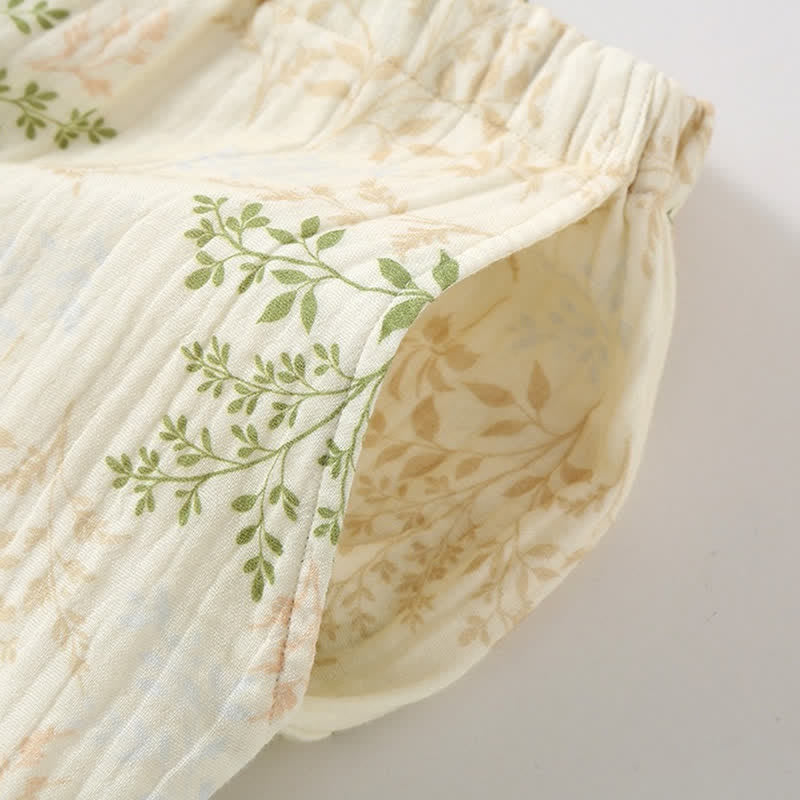 Pyjama-Set aus Baumwollgaze mit botanischem Blattmotiv - image 9