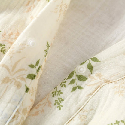 Pyjama-Set aus Baumwollgaze mit botanischem Blattmotiv - image 6