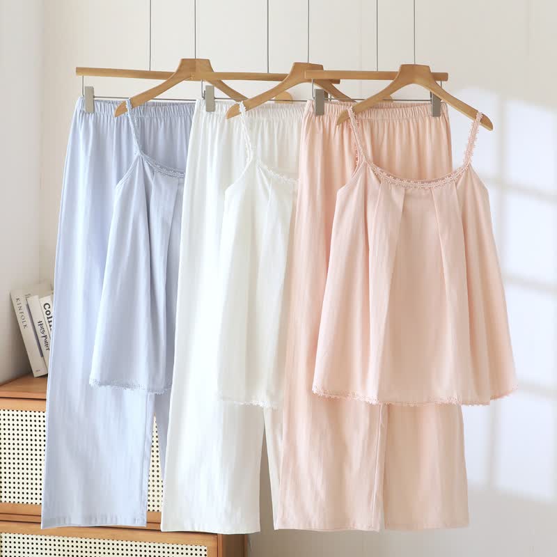 Pyjama-Set aus Baumwolljacquard-Camisole - image 0