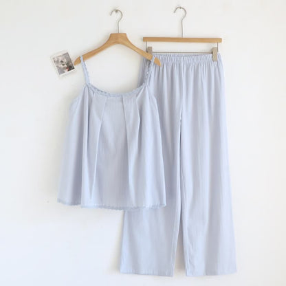 Pyjama-Set aus Baumwolljacquard-Camisole - Blau - XL - image 1