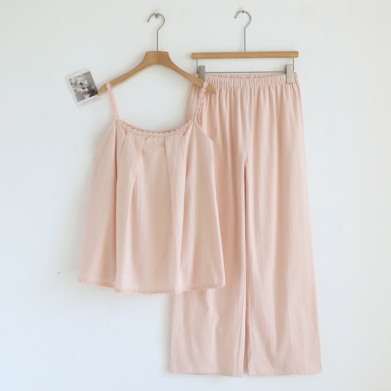 Pyjama-Set aus Baumwolljacquard-Camisole - Rosa - XL - image 2