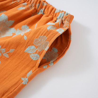 Vintage-Pyjama aus Baumwolle mit asiatischem Blumenmuster - image 7