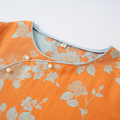 Vintage-Pyjama aus Baumwolle mit asiatischem Blumenmuster - image 1