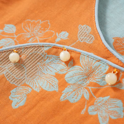 Vintage-Pyjama aus Baumwolle mit asiatischem Blumenmuster - image 2