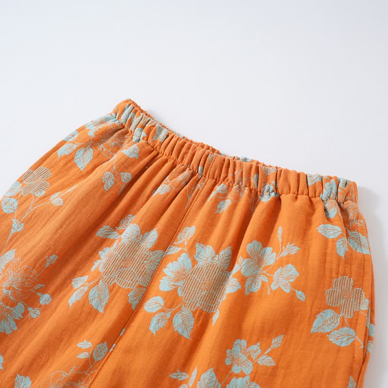 Vintage-Pyjama aus Baumwolle mit asiatischem Blumenmuster - image 6